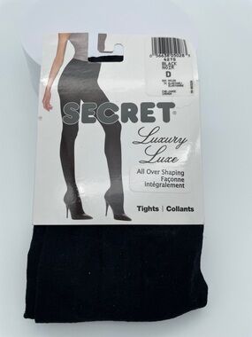 Secret Luxury Luxe All Over Shaping Black Tights Size D Nylon Elastane